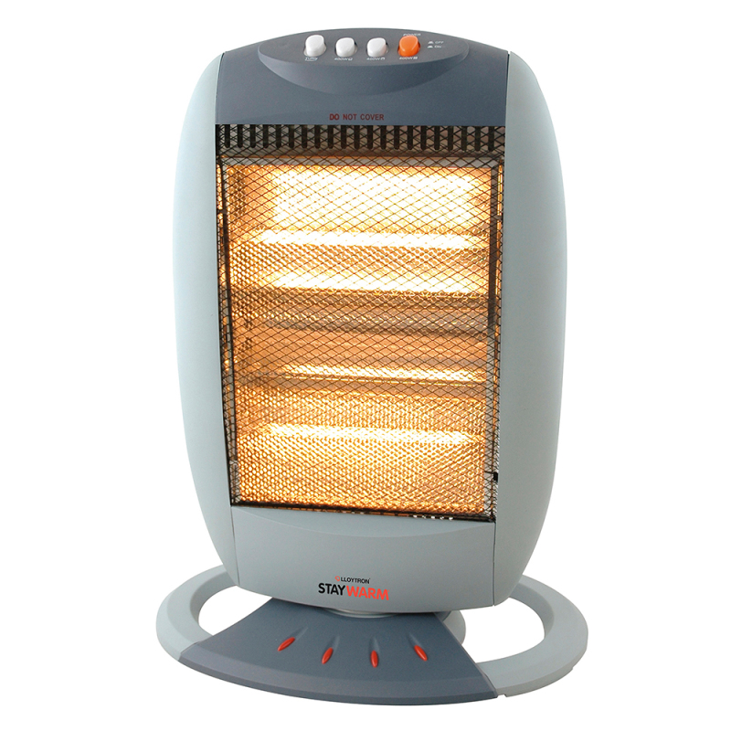 Small Halogen Heater with 3 Heat settings 1200W Grey Lloytron